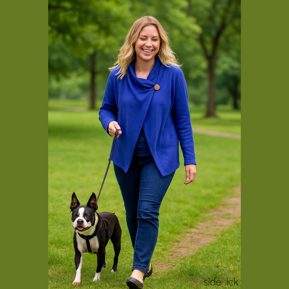 bobeau Sweaters - Bobeau Royal Blue Open Cardigan with Draping Detail